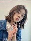 くびれミディアム大人かわいいモノグレージュナチュラルブラウン