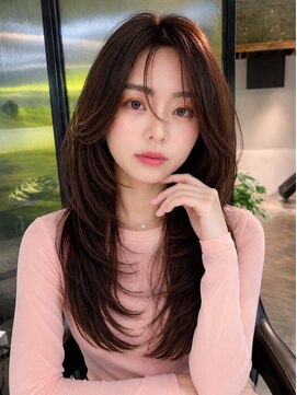 シオン(shion) 顔周りレイヤーロングイメチェン韓国ヘア_F1688