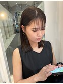 20代暗めカラーデザインカラーロングオリーブグレージュベージュ