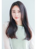 黒髪サラツヤロング 前髪なし ナチュラルストレート