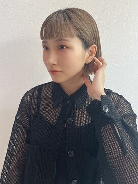 ジアン バイ ミルボン 西宮ガーデンズプラス(GIEN by milbon) 切りっぱなしボブ/ブラウンベージュ/ぱっつんバング