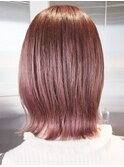 20代30代◎赤髪 切りっぱなしボブ×韓国風くびれヘア