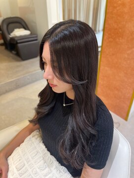 スペックホルダーミミ(Spec Holder mimi) 暗めカラーブルーブラック×センターバング9.20