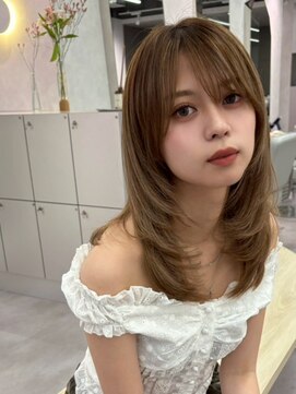 ハニーシブヤ(HONEY shibuya) ミディアムレイヤーカット/ハッシュカット/ヘーゼルブラウン3