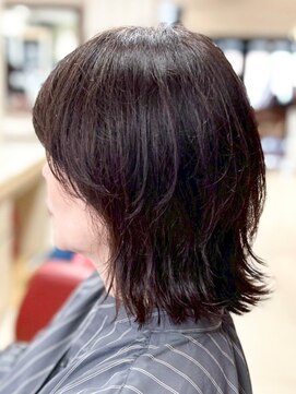 ヘアークリアー 春日部 ミディアムレイヤー シャギーカット ダークブラウン
