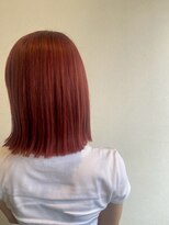 エール 生駒(aile Total Beauty Salon)&nbsp;オレンジレッド×切りっぱなしボブ