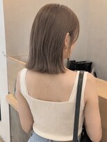 ノア 三宮店(NOA)&nbsp;【NOA】切りっぱなしボブグレージュ外ハネボブ透明感カラー
