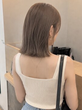 ノア 三宮店(NOA) 【NOA】切りっぱなしボブグレージュ外ハネボブ透明感カラー
