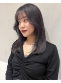 くびれエアリーバング 小顔韓国ヘアー風セミロング