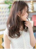 ★ミルクティーアッシュ波巻きかきあげロング20代30代40代★10
