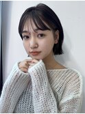 黒髪 ボブルフ ネビージュ 小顔 ワンレン