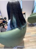 推しインナーカラー_ブルーグリーン