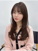 デジタルパーマミストバング艶感ミルクチョコレートうる艶髪