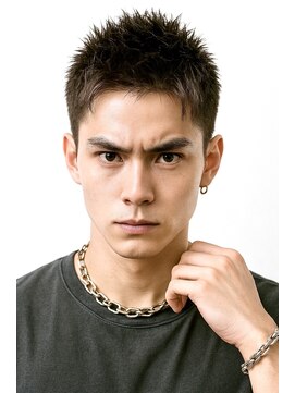 にもう ブルーブラック & スパイキーショート　フェザーパーマsm28