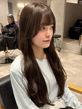 ラミエバイメルト 下北沢(lamie by melt) ロングレイヤーカット顔周りオリーブグレージュベージュ下北沢