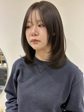 ラミエバイメルト 下北沢(lamie by melt) レイヤーカットシースルーバング小顔ヘアオリーブベージュ下北沢
