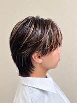 Le Man メンズカット/理容室/バーバー/シェービング/伏見【12月初旬OPEN(予定)】&nbsp;メンズウルフ×ハイライト｜襟足長めの束感レイヤースタイル