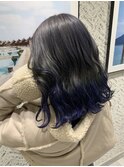 20代30代大人かわいい透明感★ネイビーイヤリングカラー