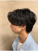 ツーブロックビジネスショートフェードスパイラルツイストパーマ