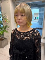 ダブ アオヤマ(DaB AOYAMA)&nbsp;裾カラー/ホワイトブロンド/姫カット/ブリーチ/イエロー/ボブ