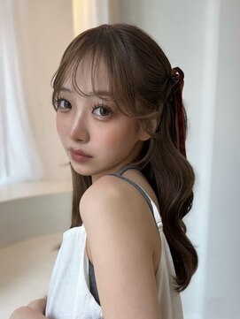 エヌ 大阪梅田茶屋町(enu) 韓国風顔まわりレイヤー×ハーフアップ