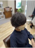 大人マッシュショート×ゆるふわパーマ×グレージュ