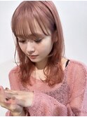 ピンクベージュ/ベージュ/ピンク/ハイトーンカラー/前髪/渋谷