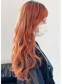 オレンジカラーダブルカラーインナーカラーケアブリーチ