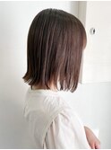 切りっぱなしボブミディアムボブミルクティーベージュカラー横浜