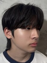 韓国マッシュウルフ黒髪マッシュカルマパーマダウンパーマ
