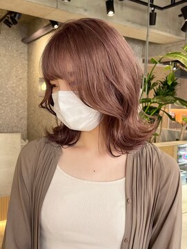 リムレスバイサンク 万代 新潟駅(LIMLESS by cinq) ミルクティーベージュダブルカラーケアブリーチインナーカラー