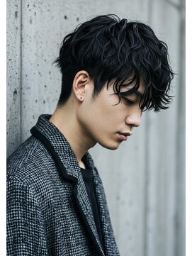 キャンバス バイ ネオリーブ 横浜西口(Canvas by neo.) センターパートスパイラルパーマ黒髪刈り上げ刈り上げ