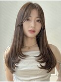 韓国レイヤーカット/ヨシンモリフェイスレイヤー/艶髪カラー