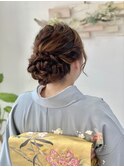 訪問着で入学式にふんわりルーズシニヨン