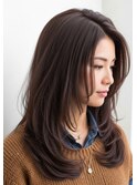 サイドレイヤー30代40代50代ロングレイヤー透明感ブラウンカラー