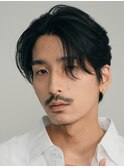 渋谷大人ニュアンスパーマメンズカットセンターパート緩め毛流れ