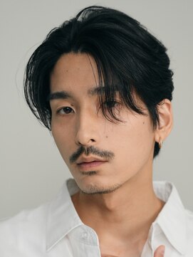 フィフス 渋谷(fifth) 渋谷大人ニュアンスパーマメンズカットセンターパート緩め毛流れ