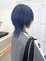 ダブルトーキョー シブヤ(W-TOKYO SHIBUYA)&nbsp;ショートウルフカットハイトーンネイビーブルーレイヤーカット