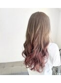 ピンクラグラデーション/ブリーチオンカラー/１０代２０代