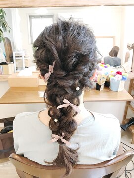 ロカット サロン(Roquat Salon) 編みおろし結婚式アレンジ【ブライダルヘアメイク 立川/立川南】