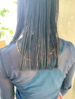 テトヘアー(teto hair) ブルーブラック、ぱつっとロング、切りっぱなし、ワイドバング