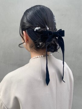 アイティーバイアルバム 松戸店(IT by ALBUM) 銀箔リボンヘアアレンジ_エアリーロングピンクブラウン_ba506051