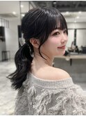 韓国ヘア 顔まわりカット おくれ毛 シースルー 小顔バング