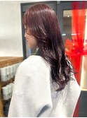 レッドブラウン ブリーチなしカラー ツヤ髪 レイヤーカット