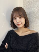 ロンドソレイユ 池袋(Lond soleil)&nbsp;ウェーブミディアムメルティカラー×ブリーチなしボブ韓国[池袋]