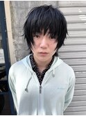 レイヤーウルフシャギーカットメンズカット
