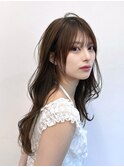 韓国ヘアレイヤーカット薄め前髪顔周りロングレイヤー