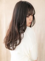 モッズヘア 越谷(mod's hair) 黒髪チャコールグレー小顔波巻きゆるふわロングY越谷30代40代