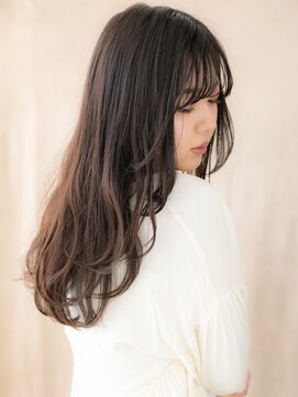 モッズヘア 越谷(mod's hair) 黒髪チャコールグレー小顔波巻きゆるふわロングY越谷30代40代
