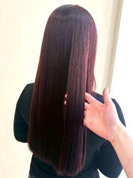 ユニバイリサ 天神大名店(uni by risa) 髪質改善ストレート ピンクブラウン 透明感カラー 縮毛矯正 20代